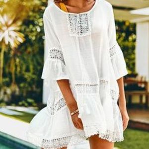 Cupshe White Ruffle Tunic Cover Up